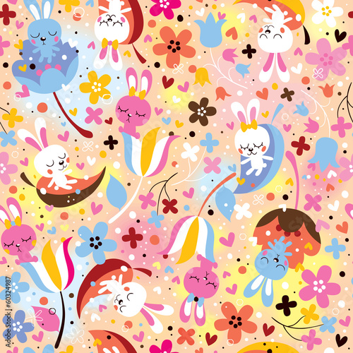 bunnies & flowers pattern