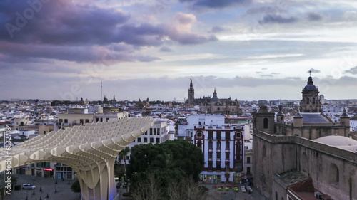 Seville city sunset time lapse