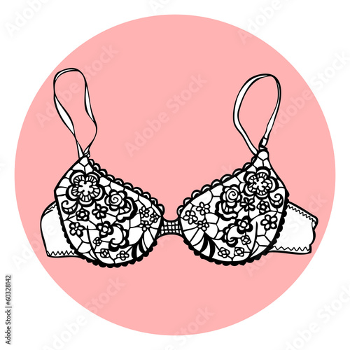 Lacy sexy bra. Vector illustration.