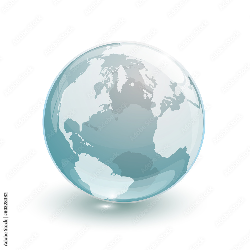 glass globe earth map 3d blue