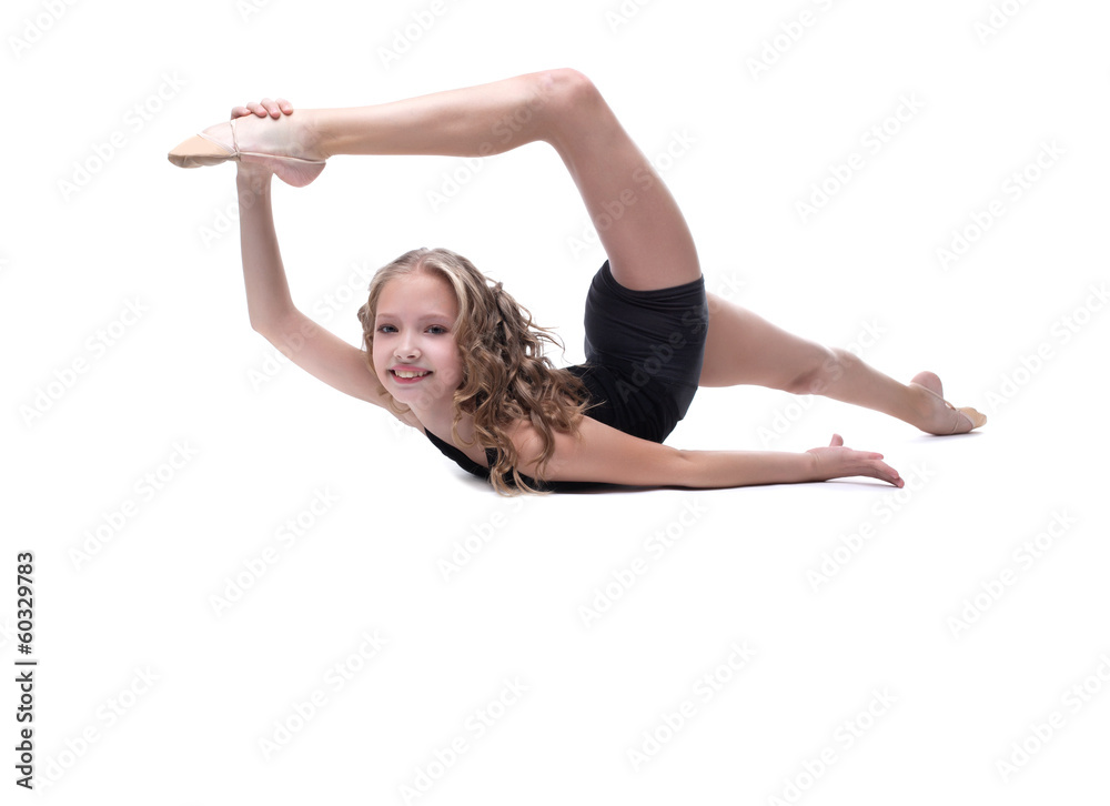 Curly little acrobat isolated on white Curly little acrobat isolated on white