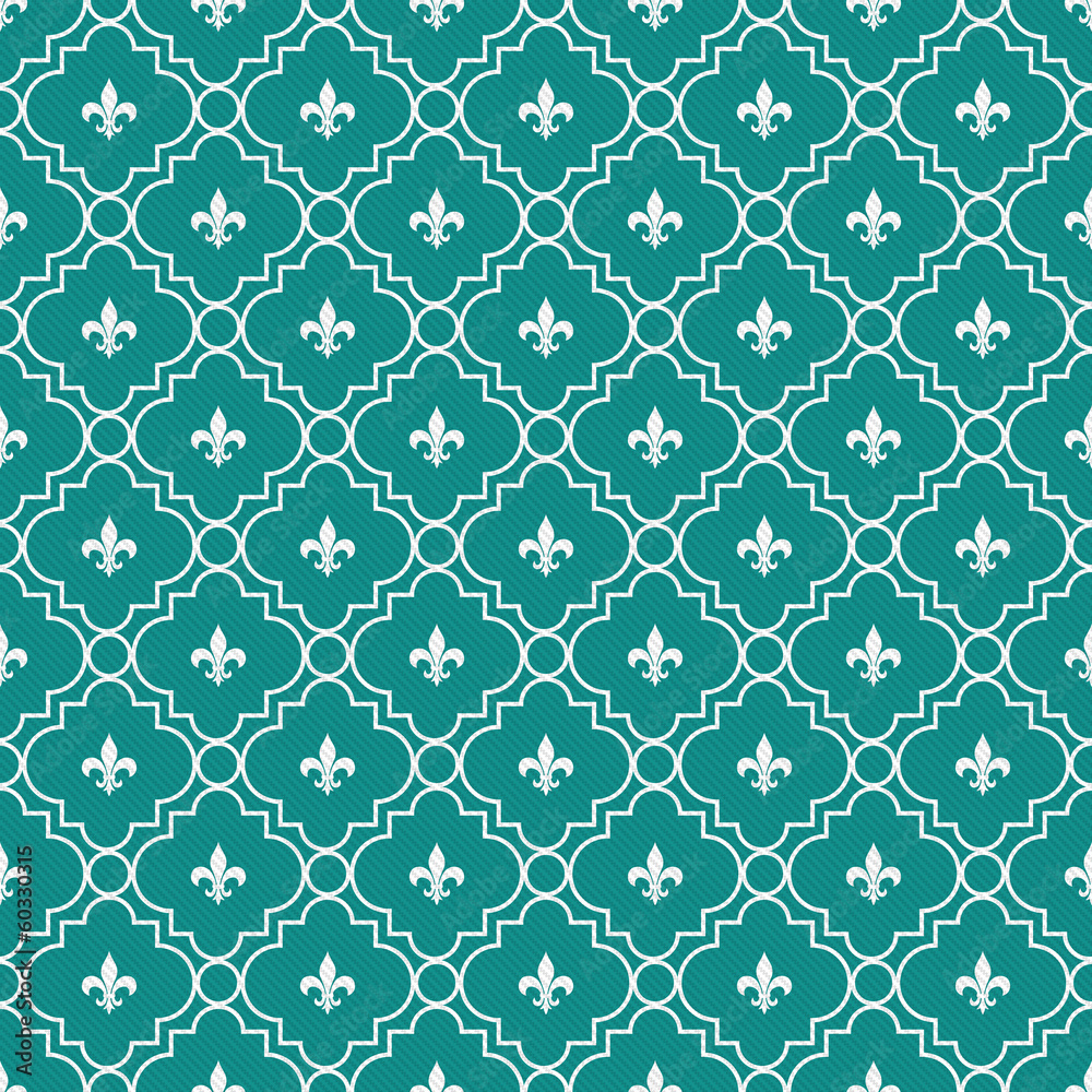 White and Dark Teal Fleur-De-Lis Pattern Textured Fabric Backgro White and Dark Teal Fleur-De-Lis Pattern Textured Fabric Backgro