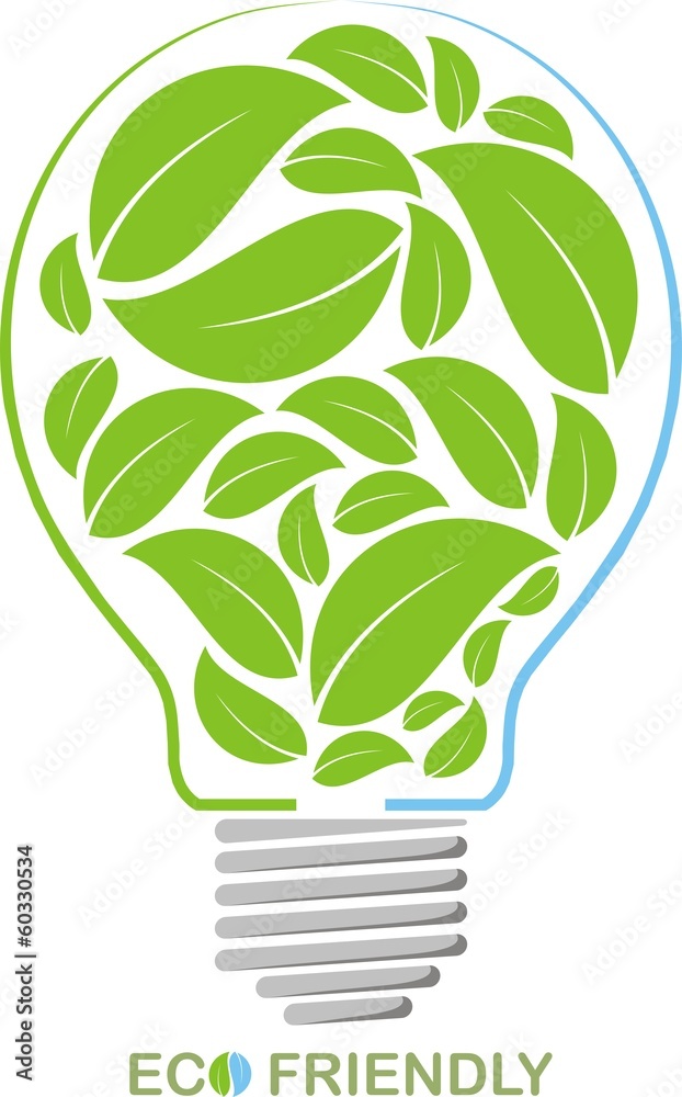 Green eco bulb - obrazy, fototapety, plakaty 