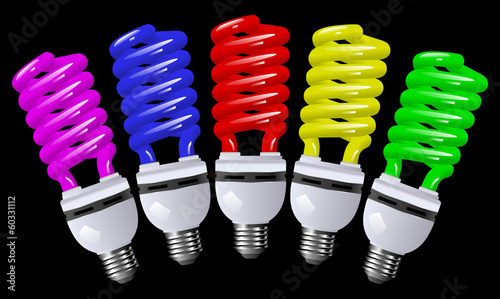 Energy saving lamp color with a black background