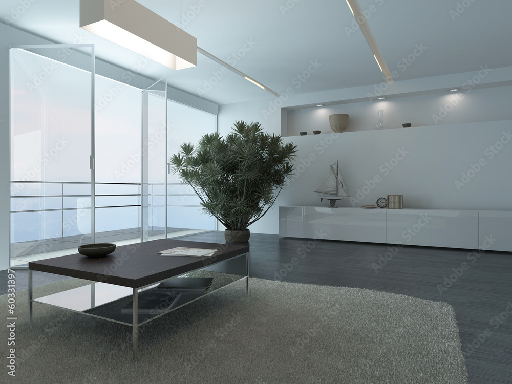 Fototapeta premium White living room interior with modern furniture