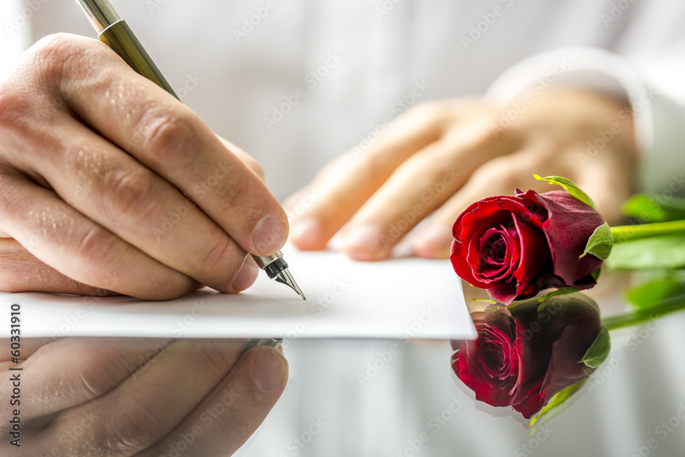 Naklejka premium Romantic man writing a love letter
