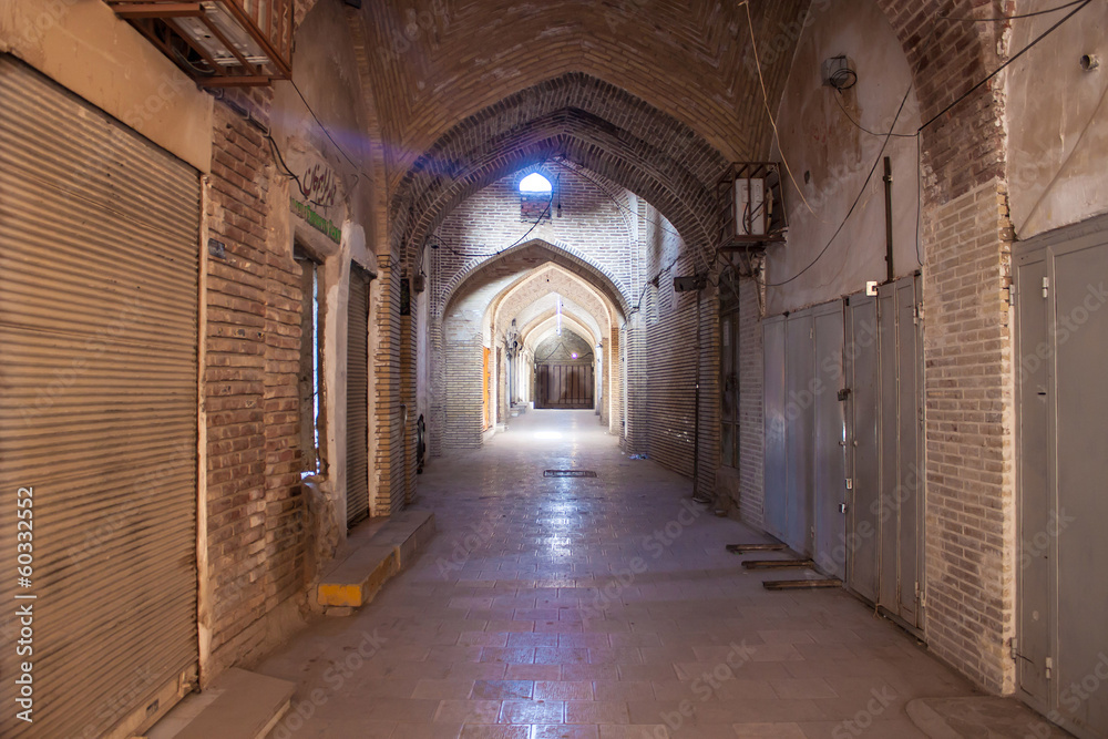 Empty bazaar in Kerman, Iran