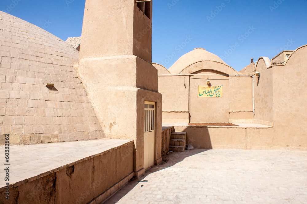 One of traditional adobe buildings in Yazd, Iran.