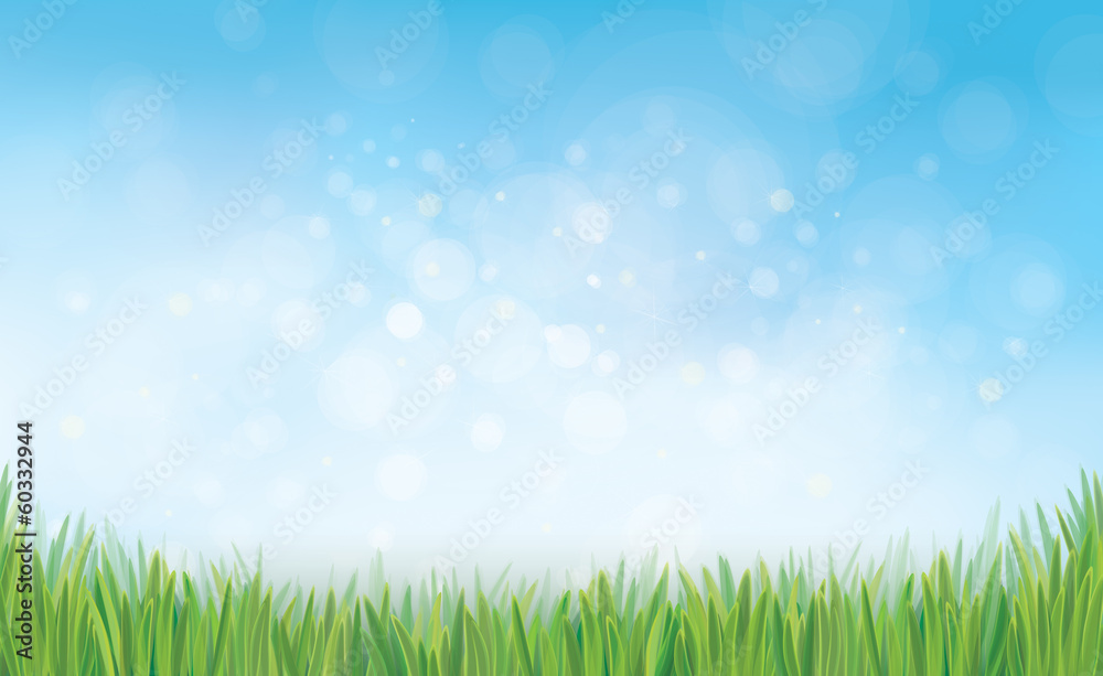 Vector nature background blue sky and green grass. Vector nature background blue sky and green grass.