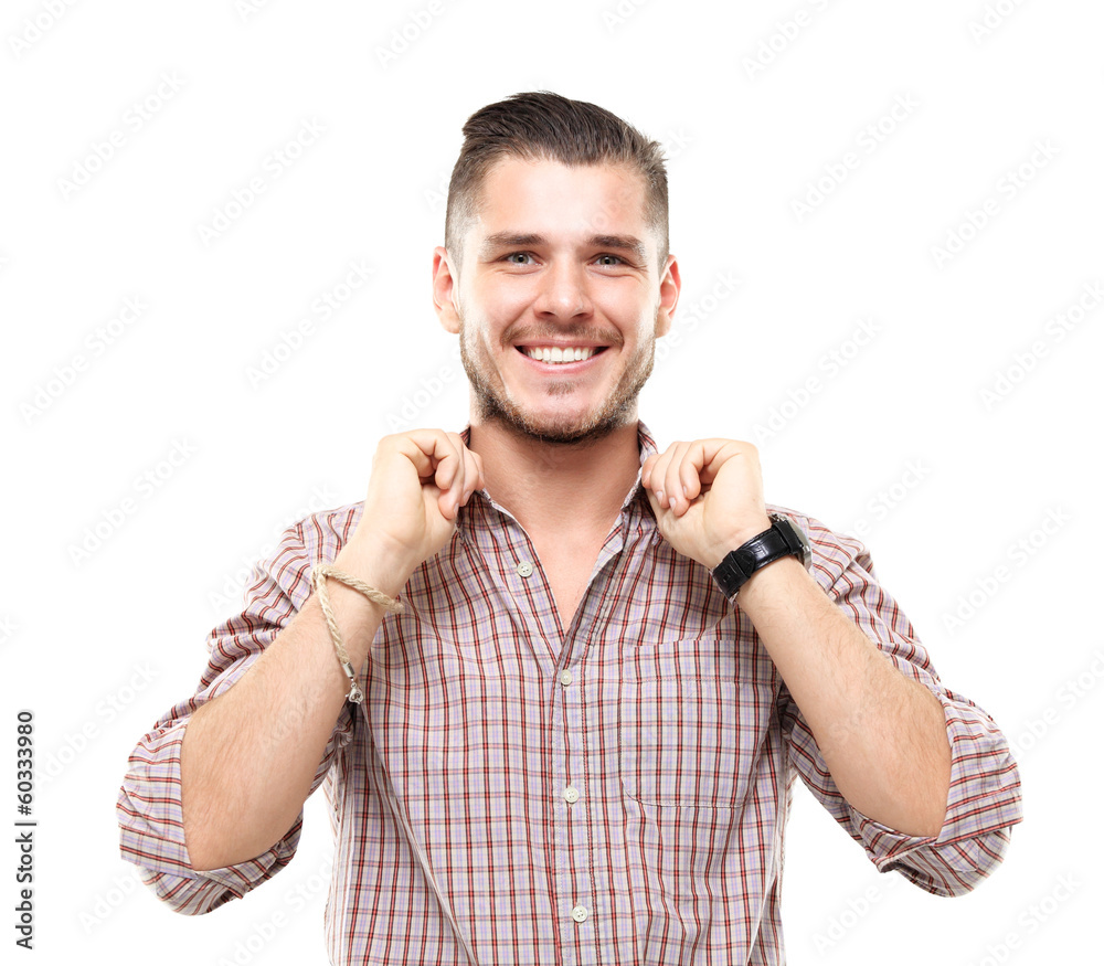 Handsome casual man smiling - isolated over a white background Handsome casual man smiling - isolated over a white background