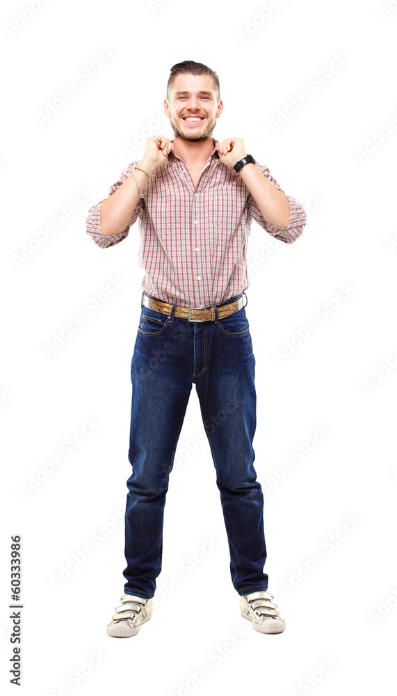 Handsome casual man smiling - isolated over a white background Handsome casual man smiling - isolated over a white background