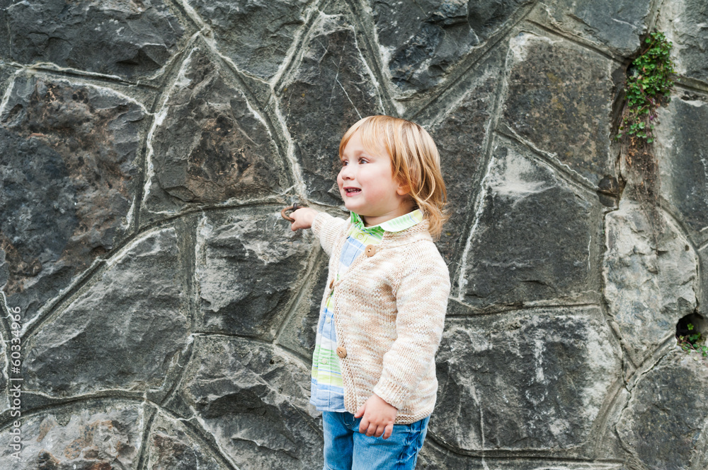 Outdoor portrait of a cute toddler boy Outdoor portrait of a cute toddler boy