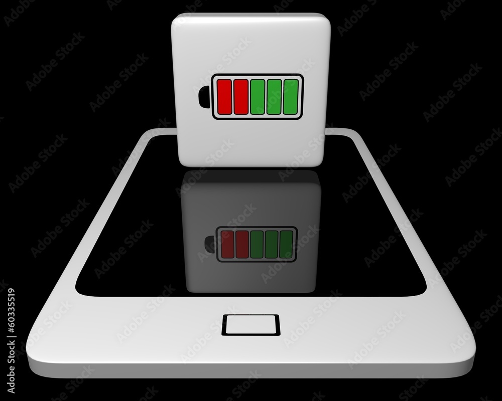 White mobile phone with battery icon