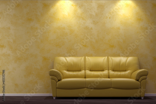 Modern interior with yellow sofa © beawolf
