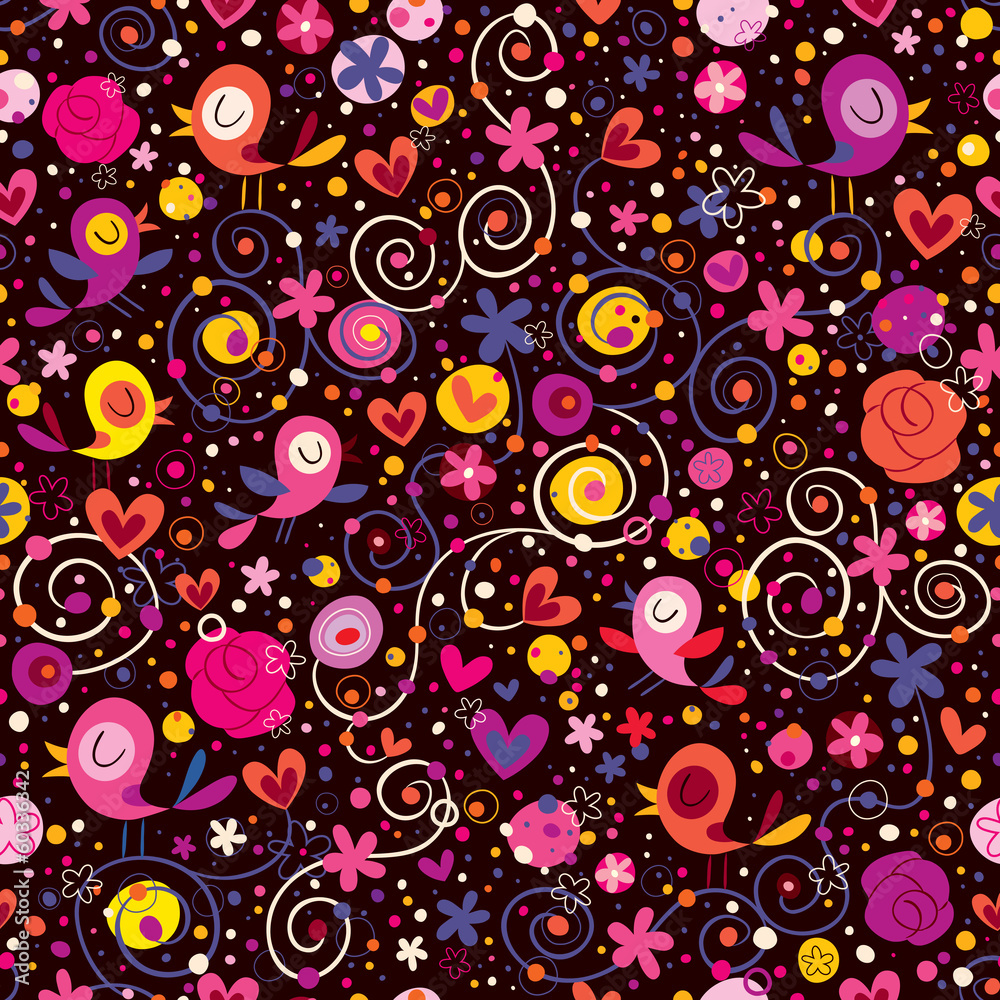 Floral pattern with birds Floral pattern with birds