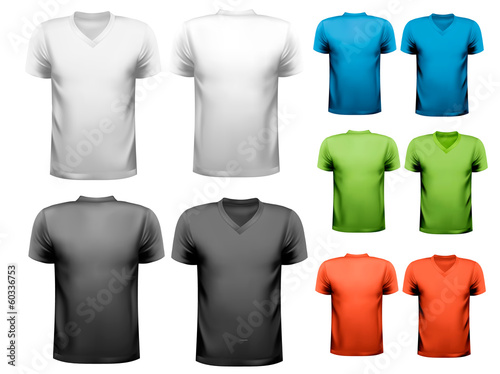 Colorful male t-shirts. Design template. Vector.
