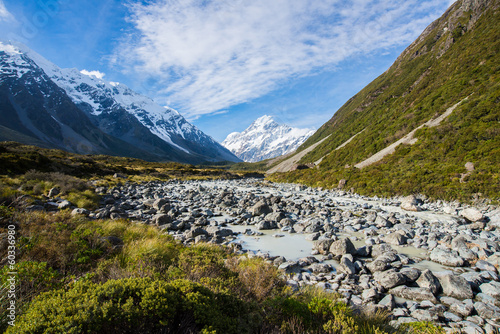 Beautiful view during walk to glacier in Mount Cook National Par