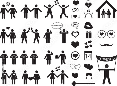 Set of people pictogram and icons for Valentine Day