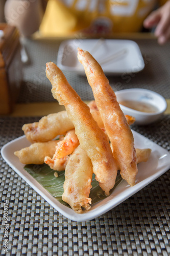 Oriental style batter fried prawns
