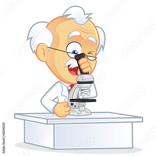 Professor Using a Microscope