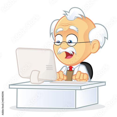 Professor Sitting in Front of a Computer