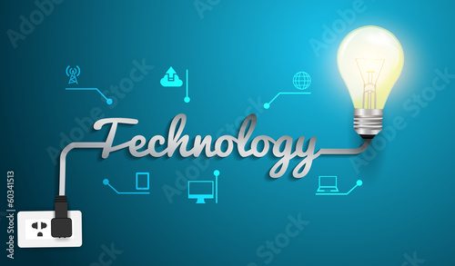 Vector technology concept with creative light bulb idea