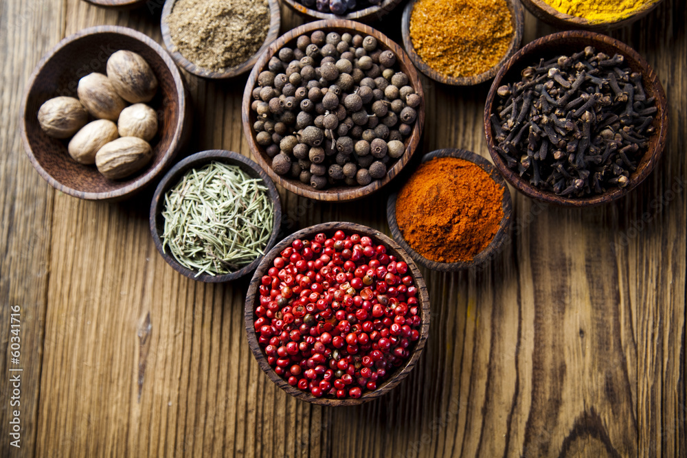 Spices on a wooden table Spices on a wooden table
