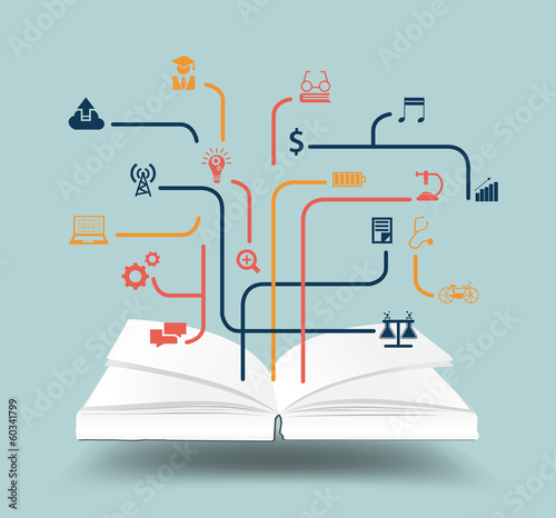 Open book with education icon idea concept