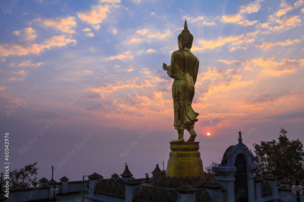 Buddha statue standing at Wat Phra That Khao Noi in Nan,Thailand