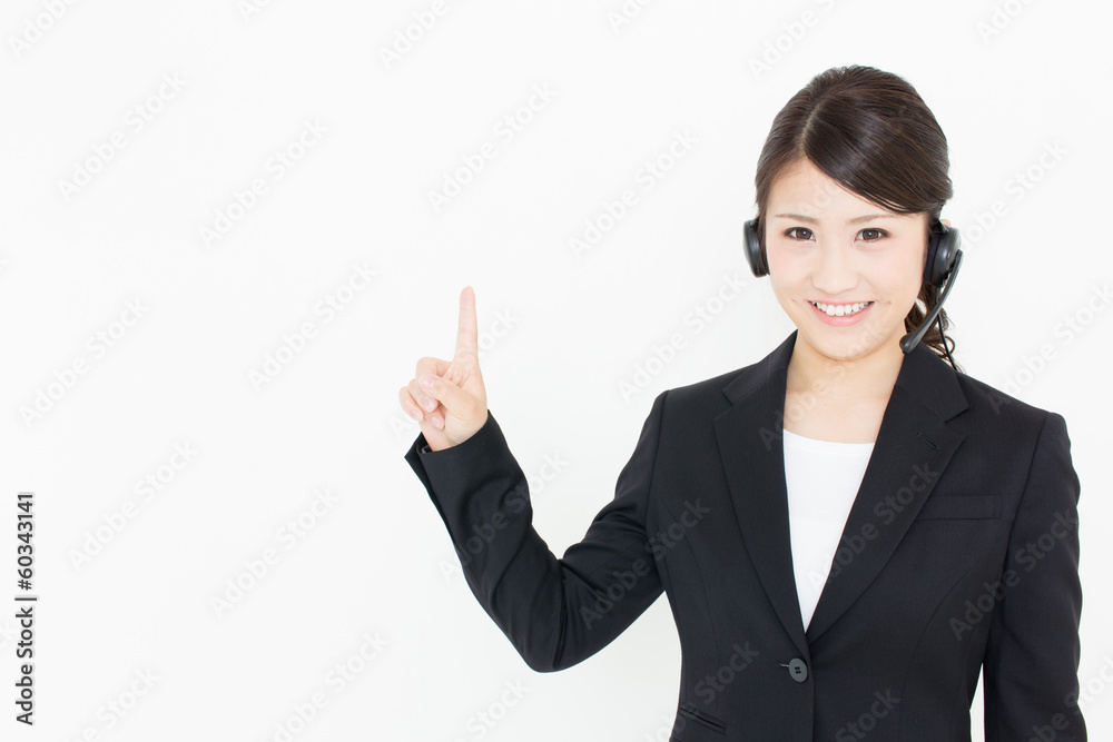 young asian businesswoman with headset young asian businesswoman with headset