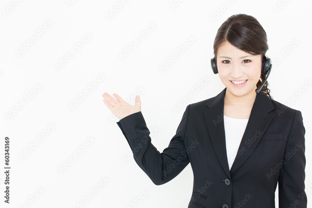 young asian businesswoman with headset young asian businesswoman with headset
