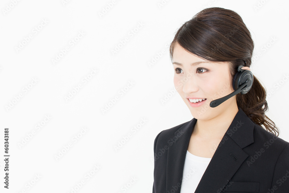 young asian businesswoman on with headset young asian businesswoman on with headset
