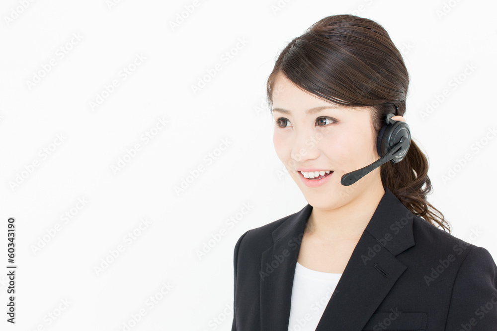 young asian businesswoman on with headset young asian businesswoman on with headset