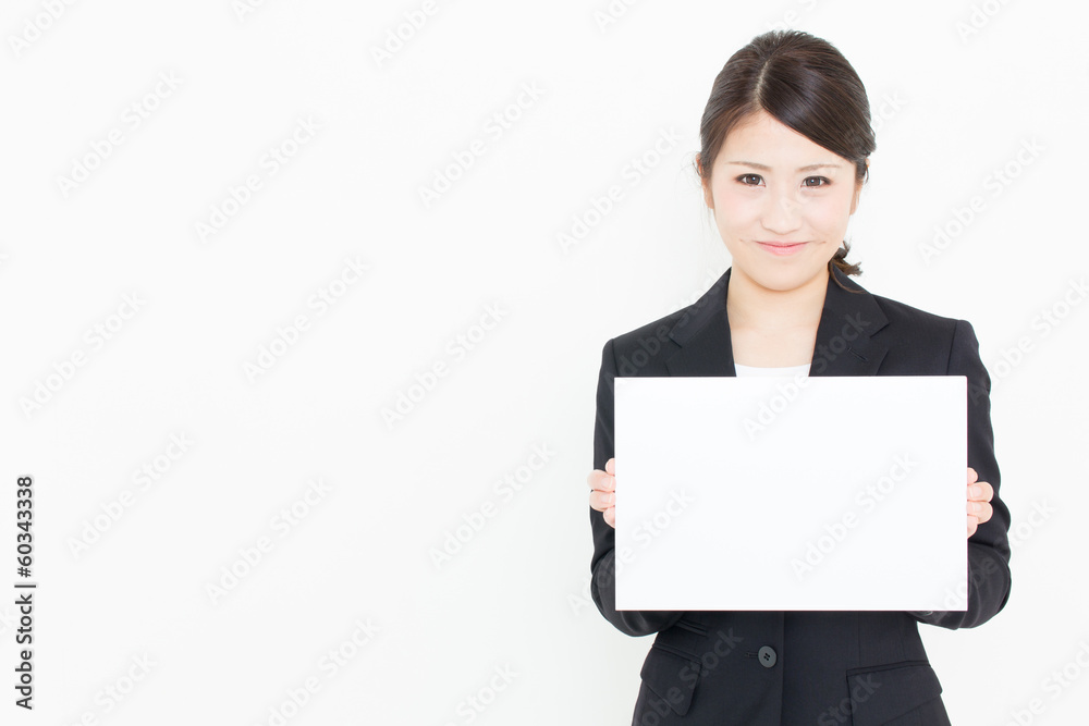young asian businesswoman with whiteboard young asian businesswoman with whiteboard