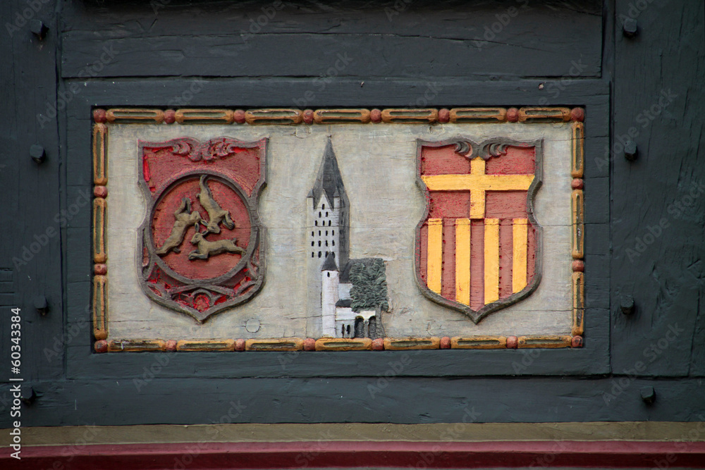 Fachwerkdetail in Schwalenberg (Paderborner Dom, Wappen)