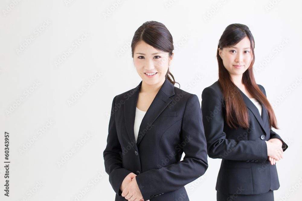 young asian businesswomen on white background young asian businesswomen on white background