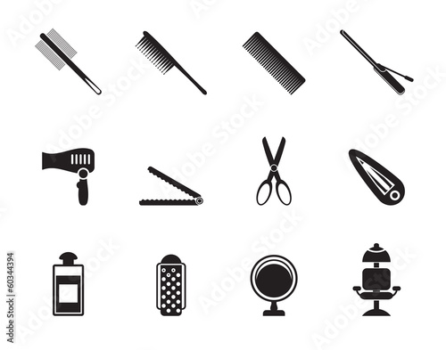 Silhouette hairdressing, coiffure and make-up icons