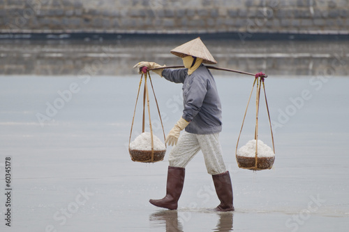 Gathering salt in Vietnam