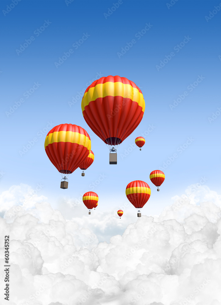 Naklejka premium Hot Air Balloons Above The Clouds