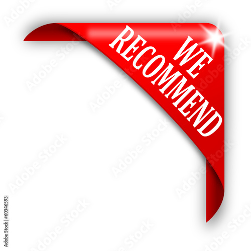 Red corner with white lettering recommend - vector