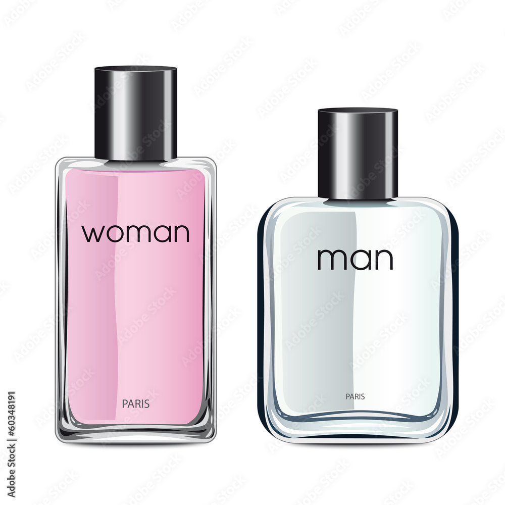 Flacons de parfum femme homme Stock Vector | Adobe Stock