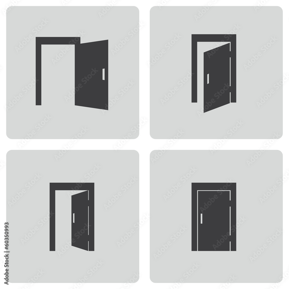 Vector black door icons set