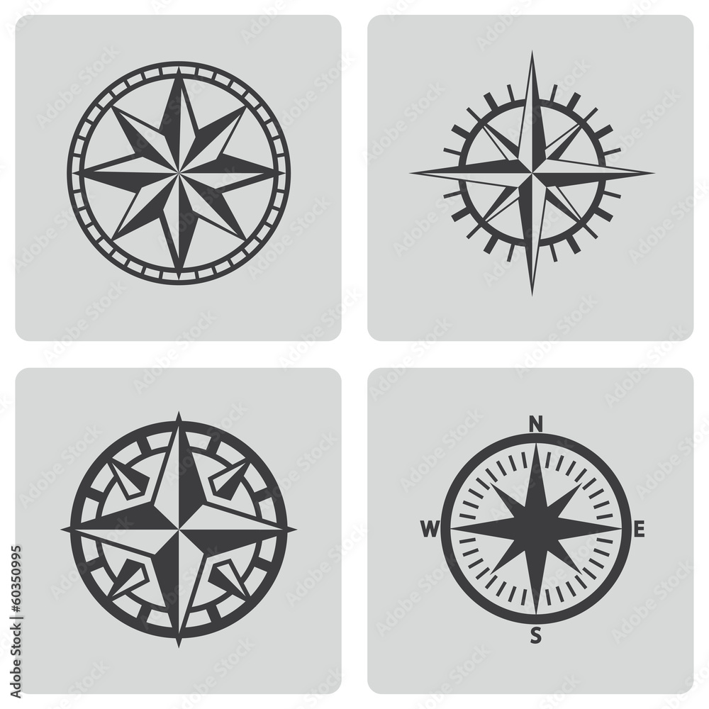 Vector black compass icons set