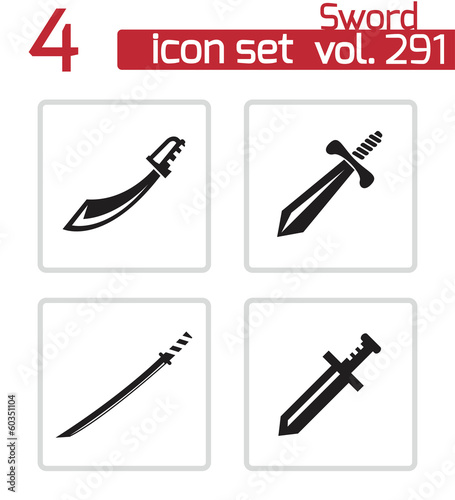 Vector black sword icons set