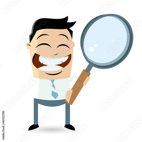 cartoon männchen suchen lupe business