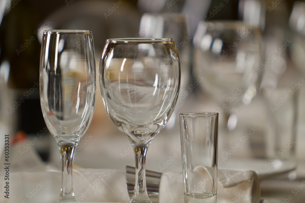 Fine Crystal Table Setting at a Restaurant Fine Crystal Table Setting at a Restaurant