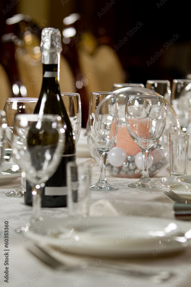 Fine Crystal Table Setting at a Restaurant Fine Crystal Table Setting at a Restaurant