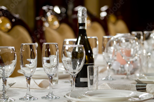Fine Crystal Table Setting at a Restaurant