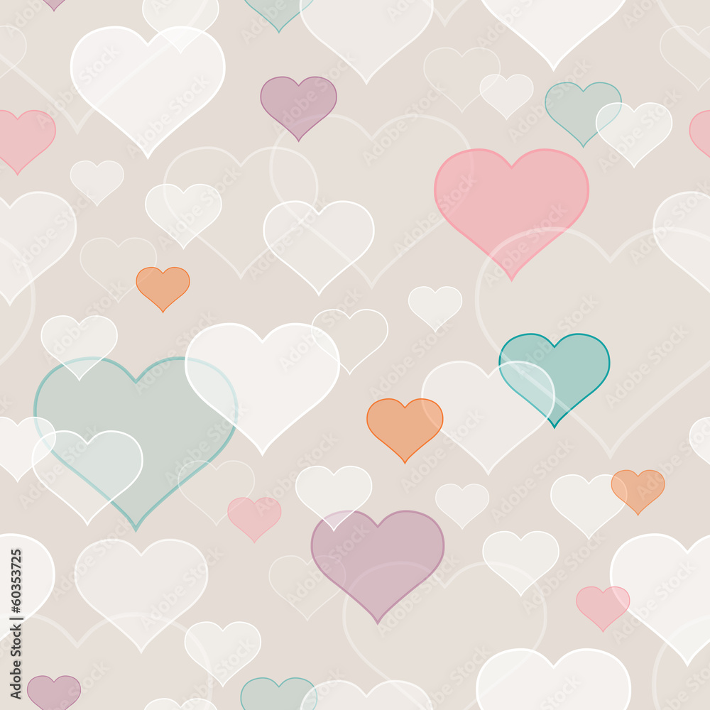 seamless pattern with hearts - obrazy, fototapety, plakaty 