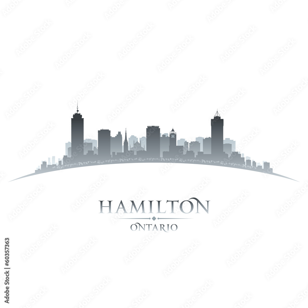 Hamilton Ontario Canada city skyline silhouette white background